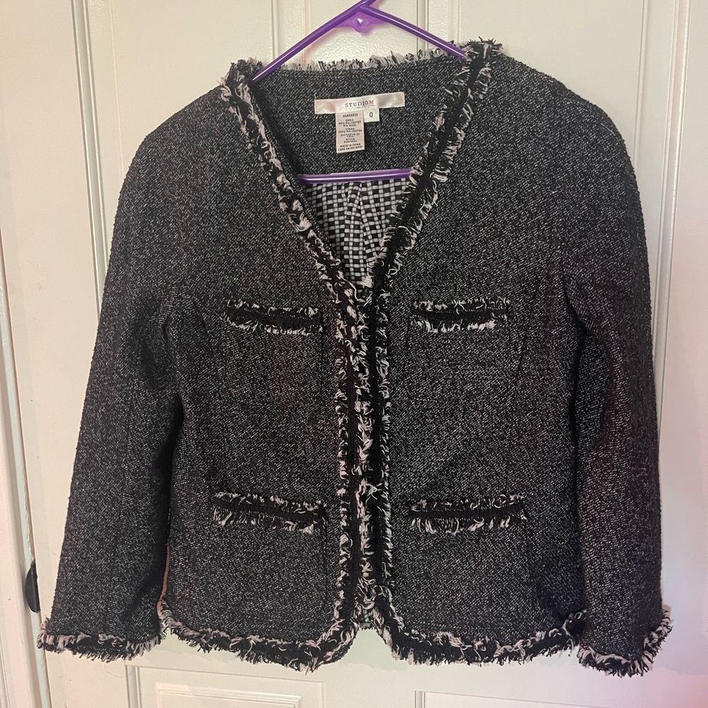 Women’s Studio M Black Tweed Jacket, suit jacket coat, blazer